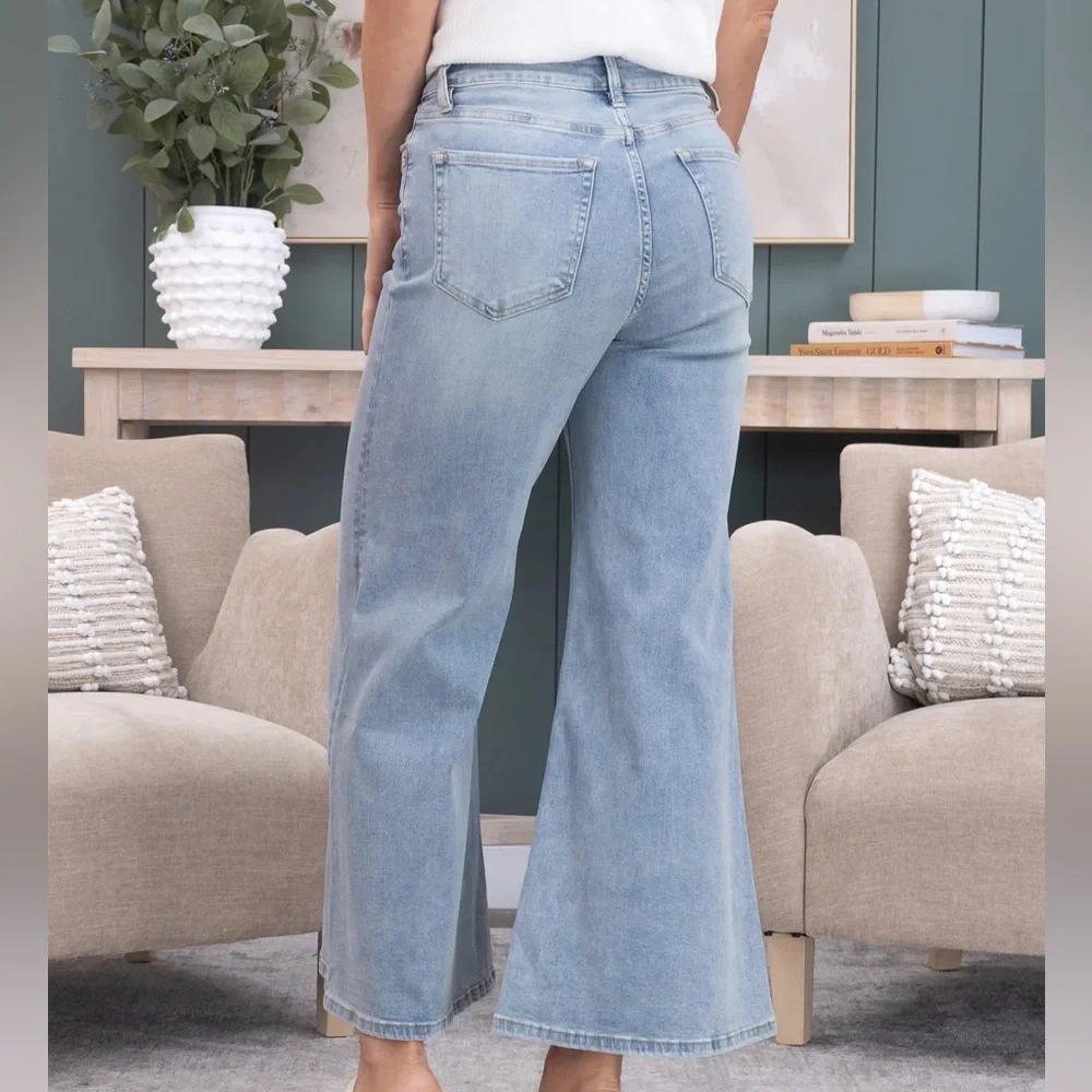 Mica High Rise Super Wide Leg Palazzo Crop Jeans Women 29 - Picture 3 of 12